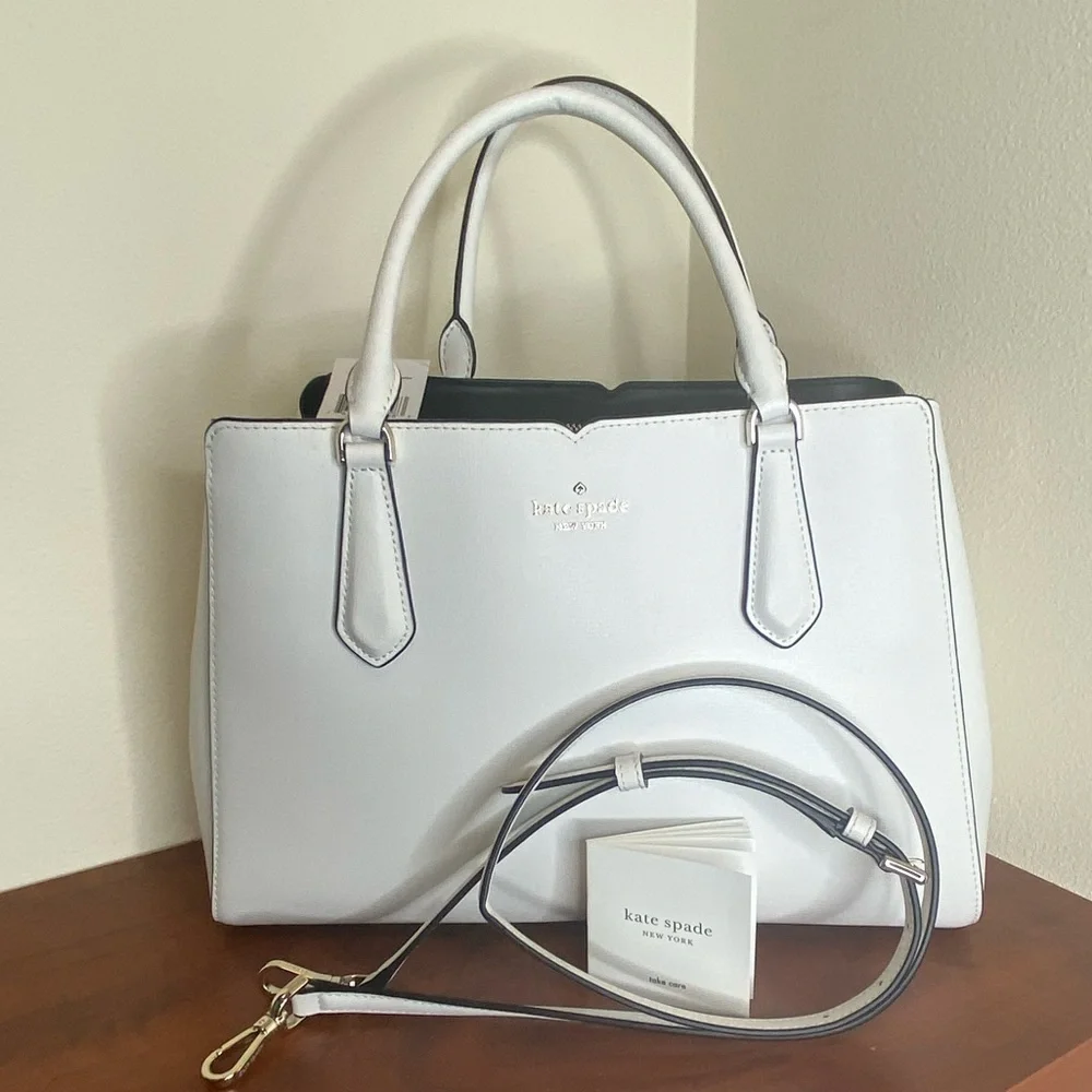 NWT Authentic Kate Spade Medium Triple Compartment Satchel, Opticwhite color - Picture 13 of 16